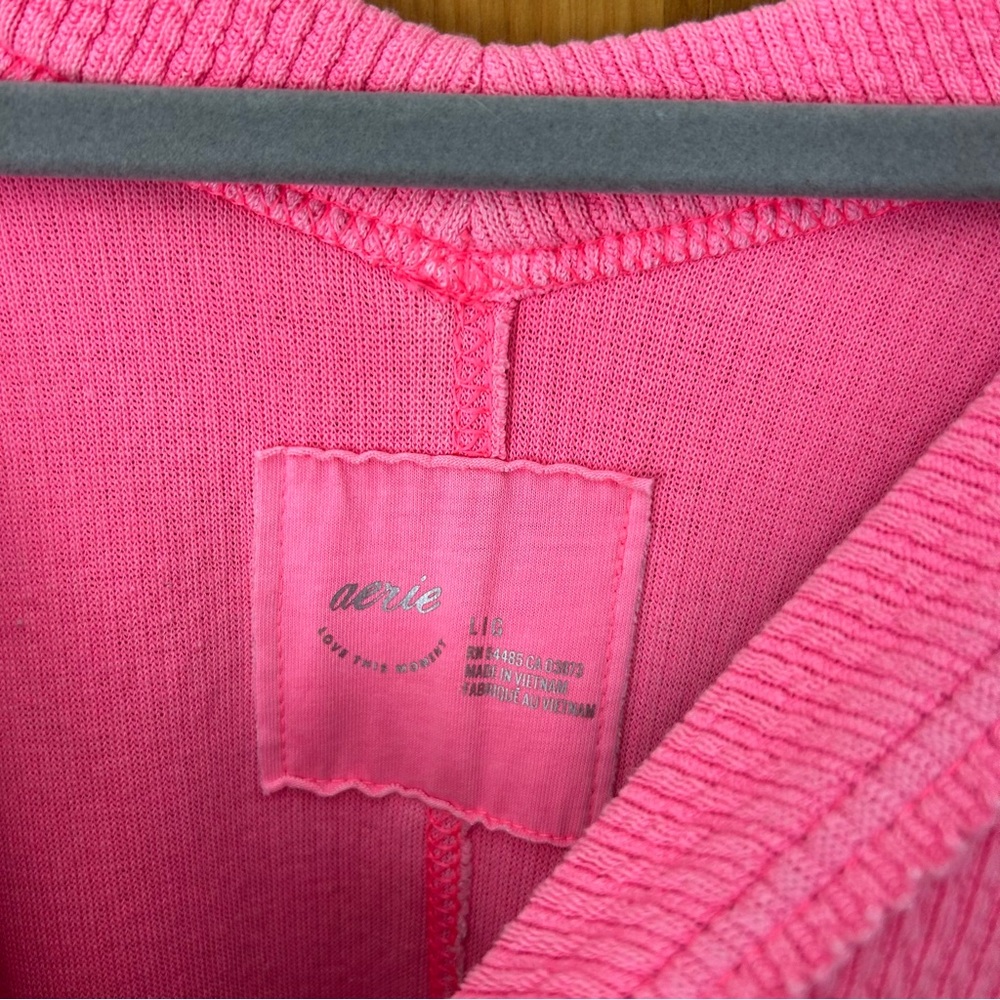 Aerie Hot Pink V-Neck Sweater - Picture 2 of 4